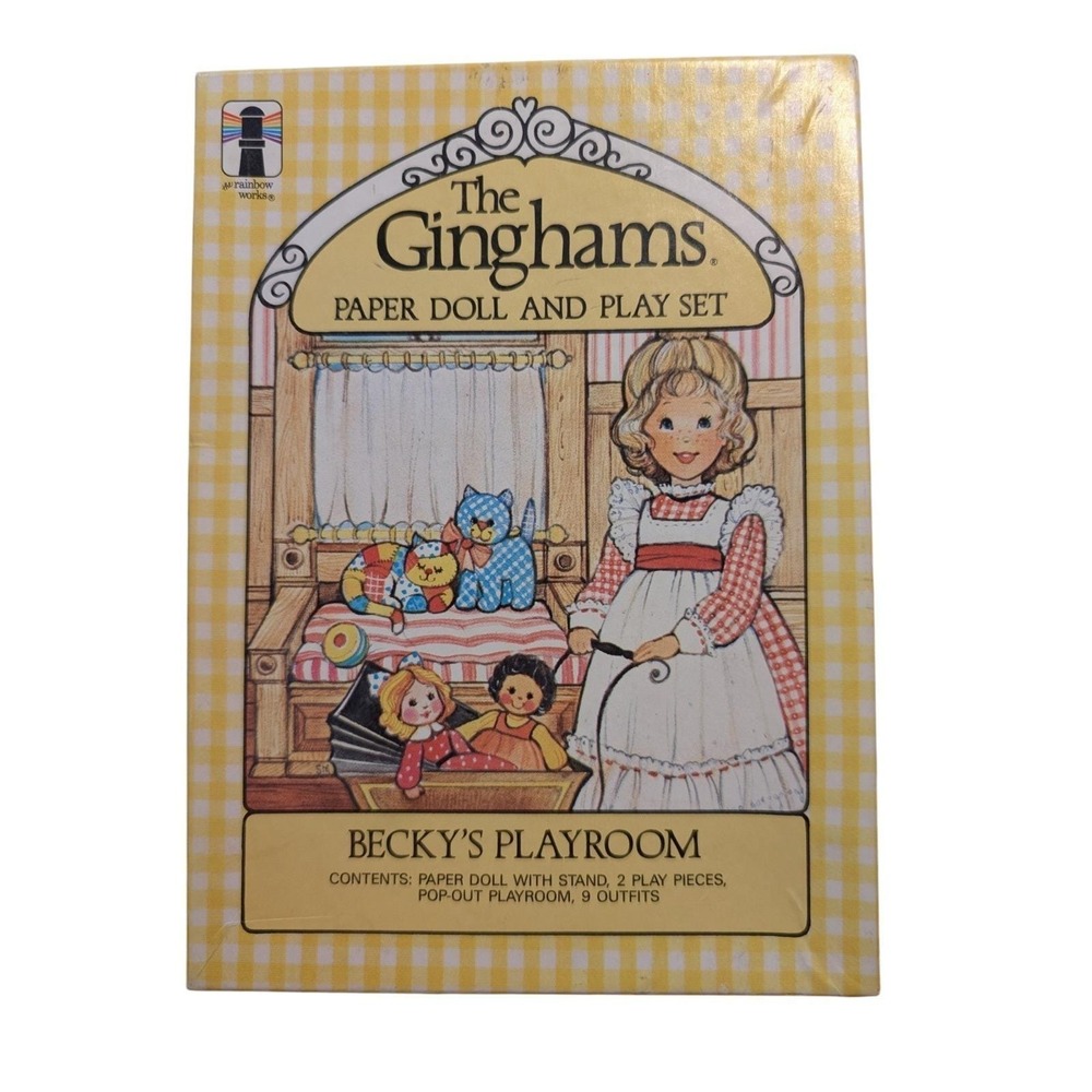 Vtg 1976 Ginghams Beckys Playroom Paper Doll Play Set By Rainbow Works